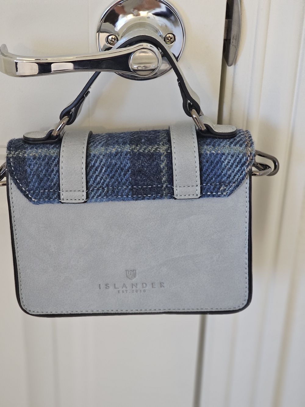 Blue Tartan Islander Uk Mini Satchel Bag - Picture 3 of 4